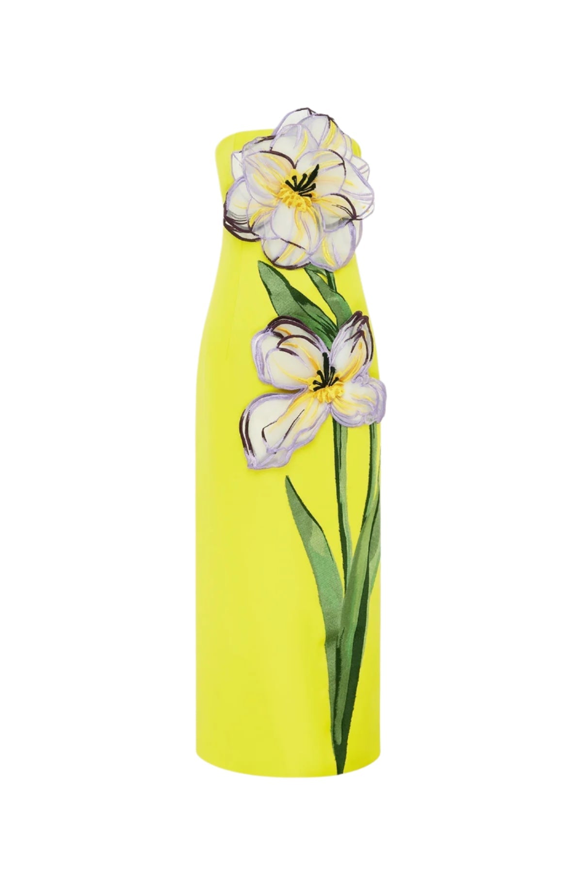 suzanne Appliqué Floral Bustier Maxi Dress in yellow