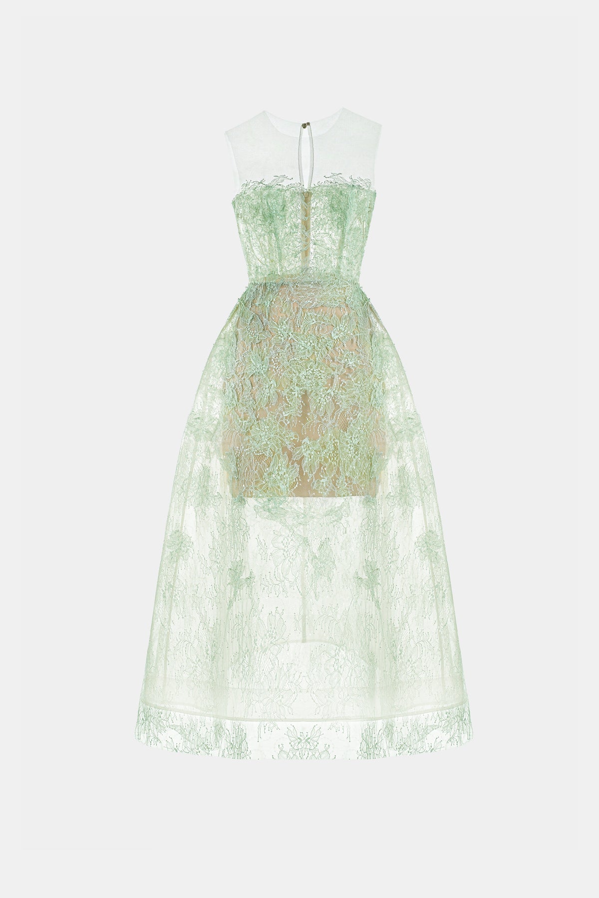 Mint Beaded Lace Midi Dress