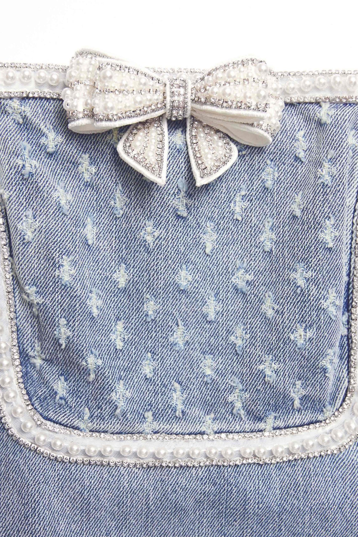 Light Blue Denim Bow Mini Dress