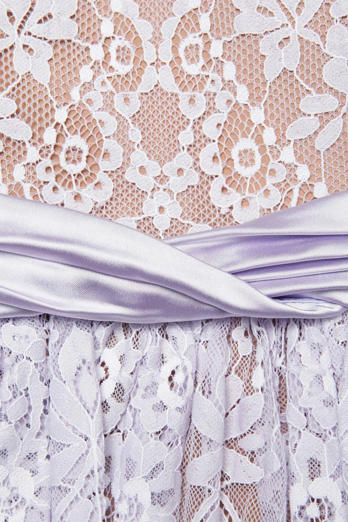Lilac Lace Satin Mini Dress