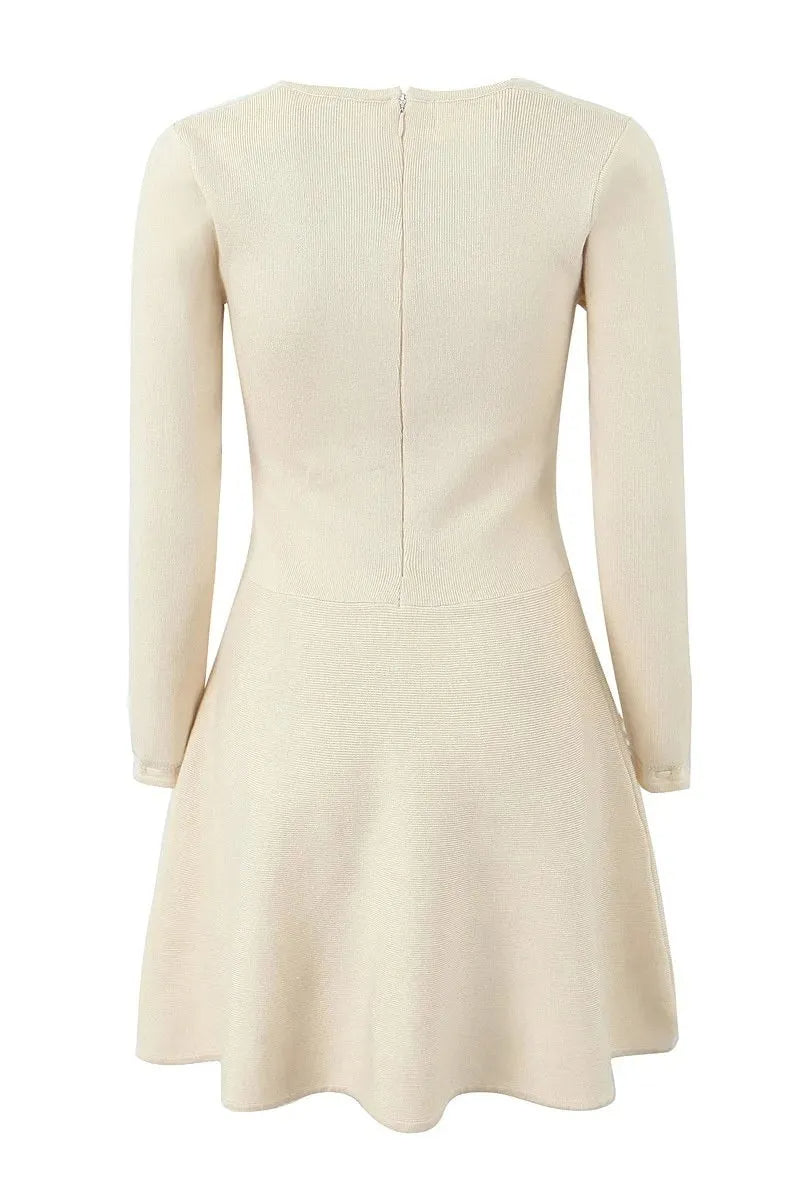 LILLIAN SQUARE-NECK KNIT MINI DRESS