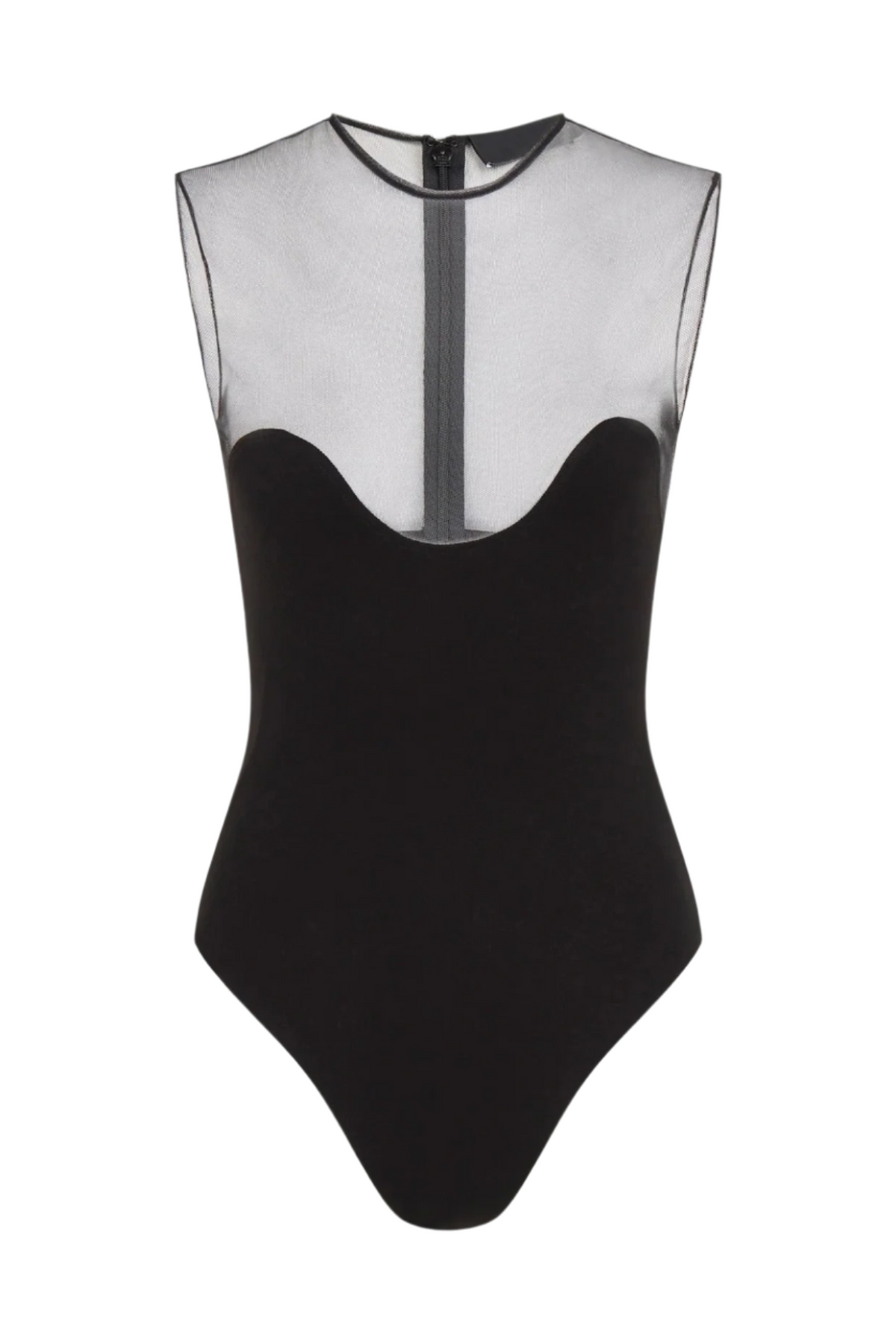 Llewyn Wave Neckline Bodysuit - Black