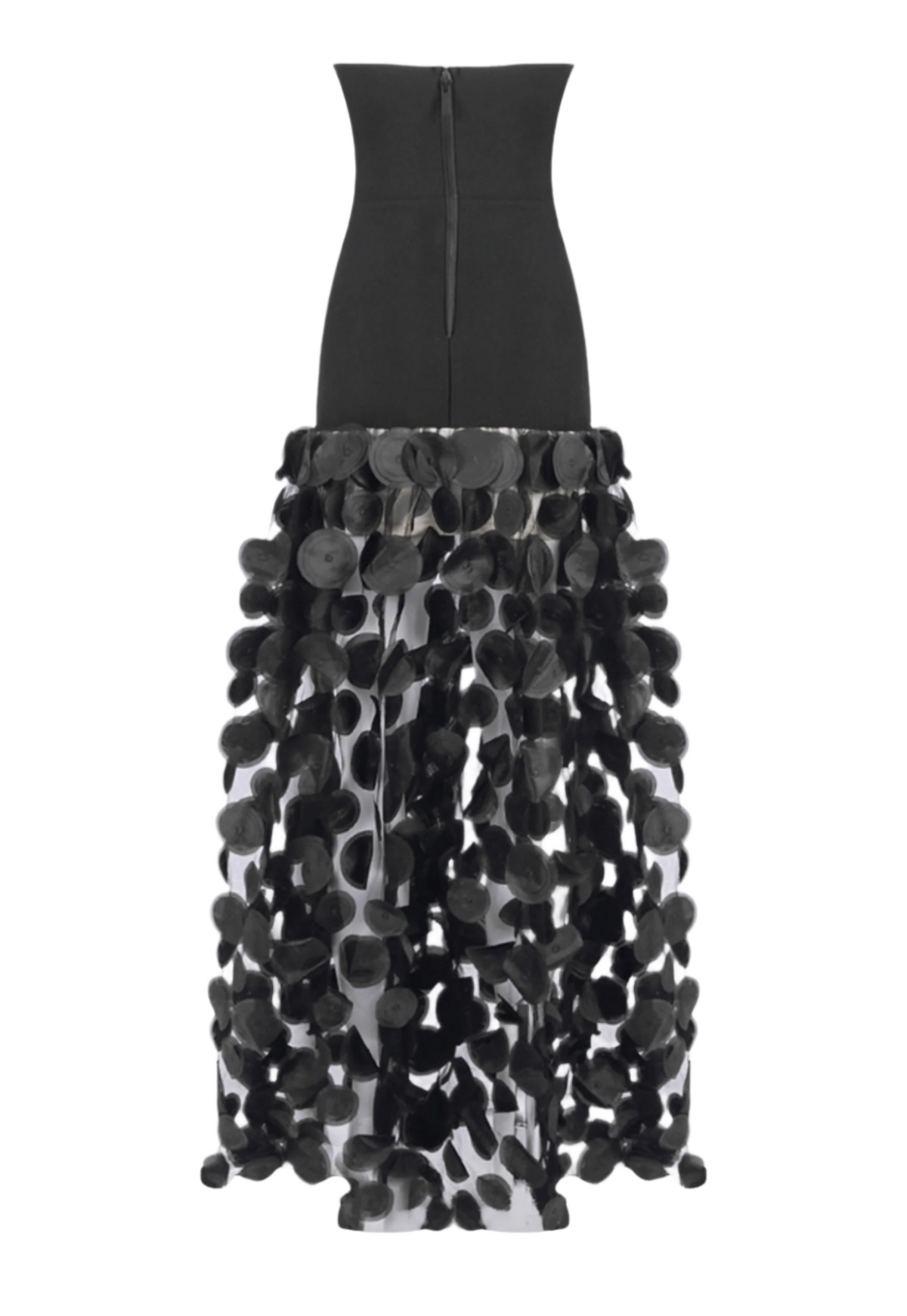 Nodin Strapless Dot Mesh Maxi Dress - Black