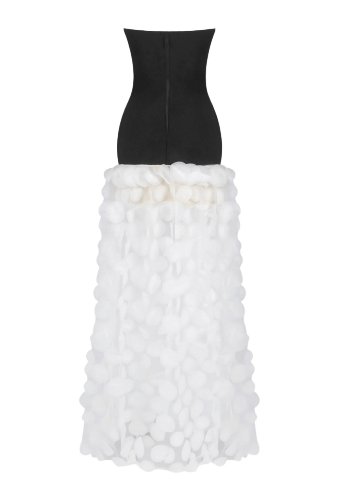 Nodin Strapless Dot Mesh Maxi Dress - White