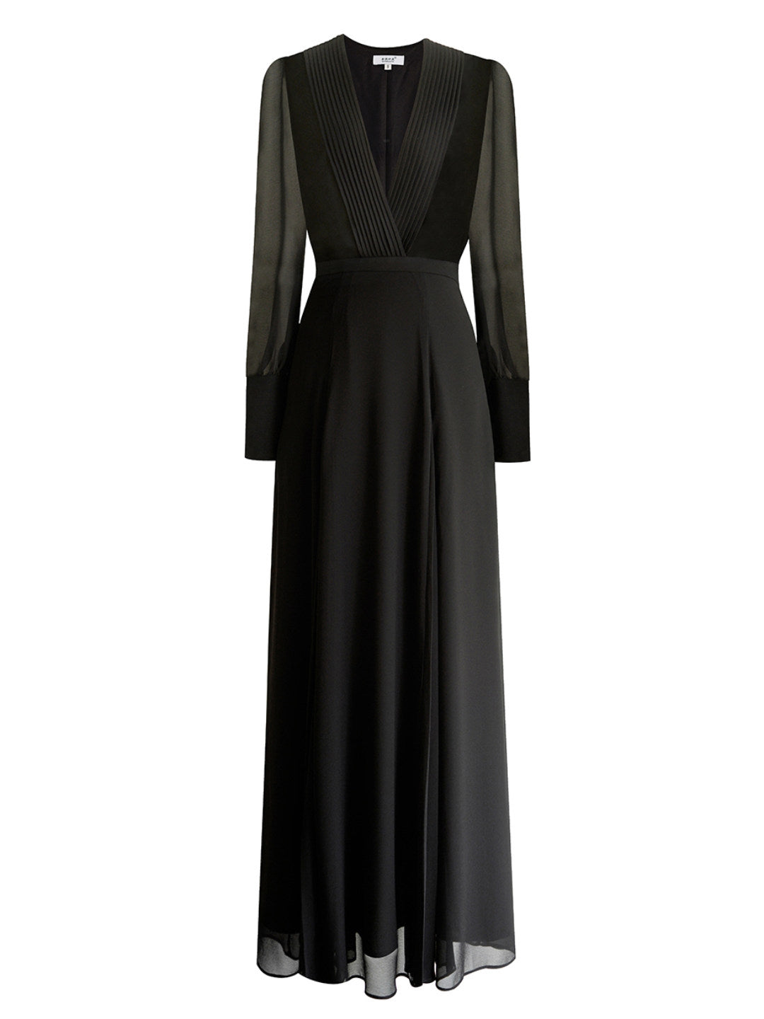 black V-neck long sleeves maxi dress
