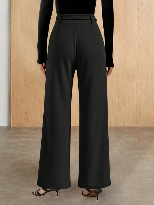 Chain Belt High Waist Flare Trousers