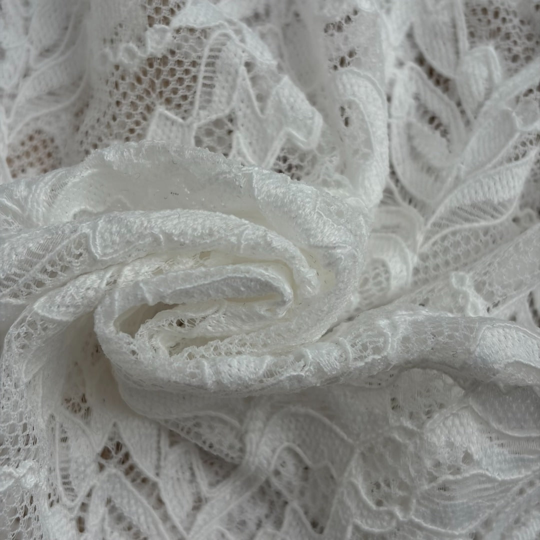 White Sheer Floral Lace Two-Piece Set - Halter Top & Flared Pants