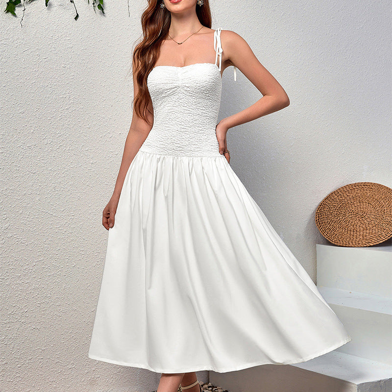 Twist Bust Textured Cami Flowy Midi Dress