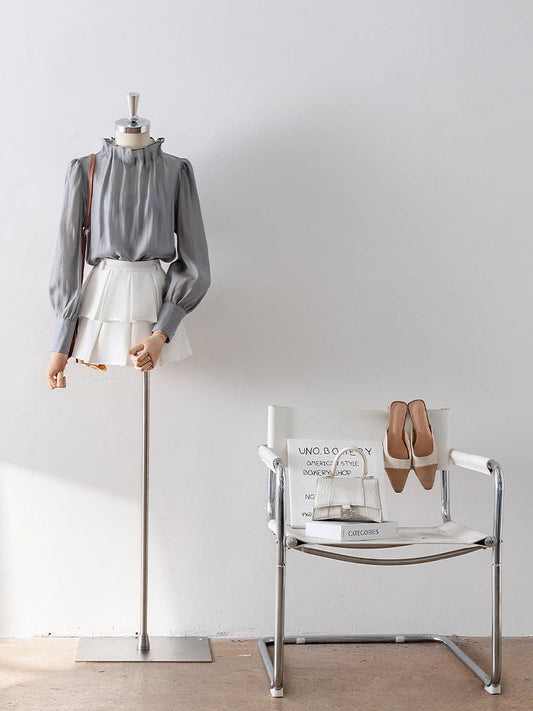 White High Waist Double Layer Pleated Mini Skort Sweet Office A Line Short Skirt