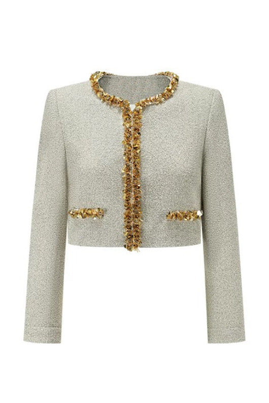 evangeline Sequin Jacket in apricot