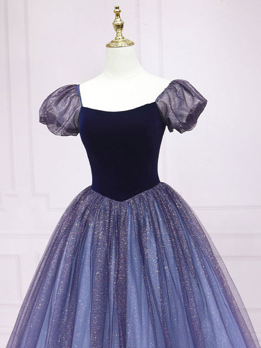 Purple tulle A line maxi dress