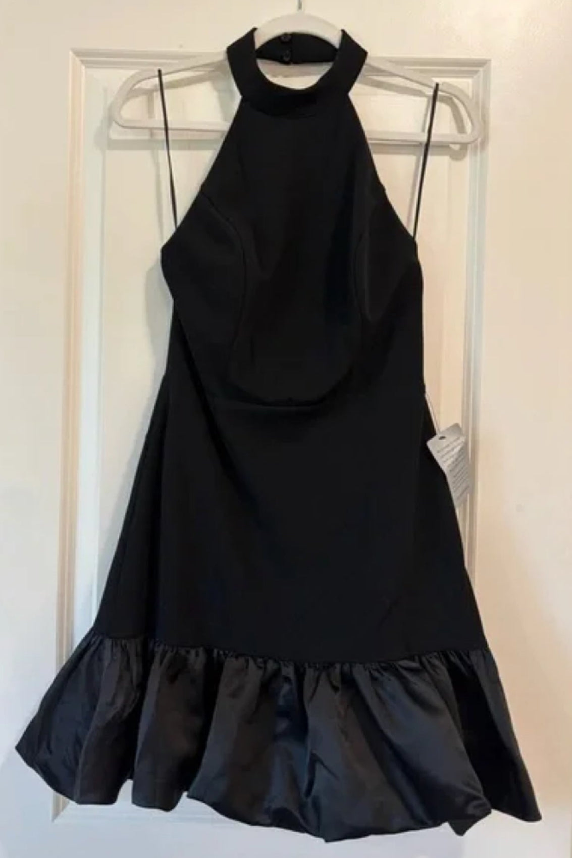Bubble Hem Halter Mini dress in black