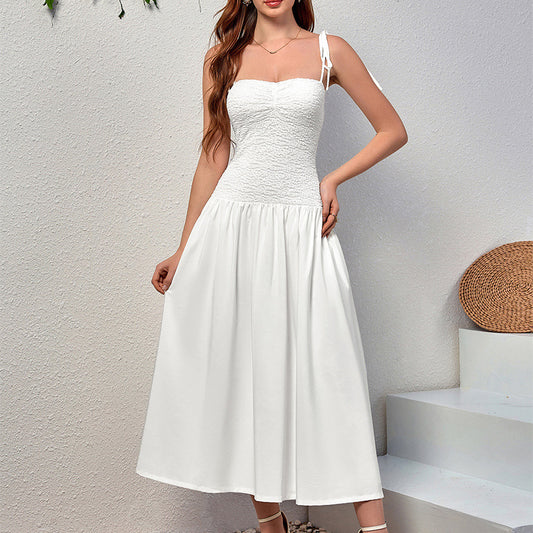 Twist Bust Textured Cami Flowy Midi Dress