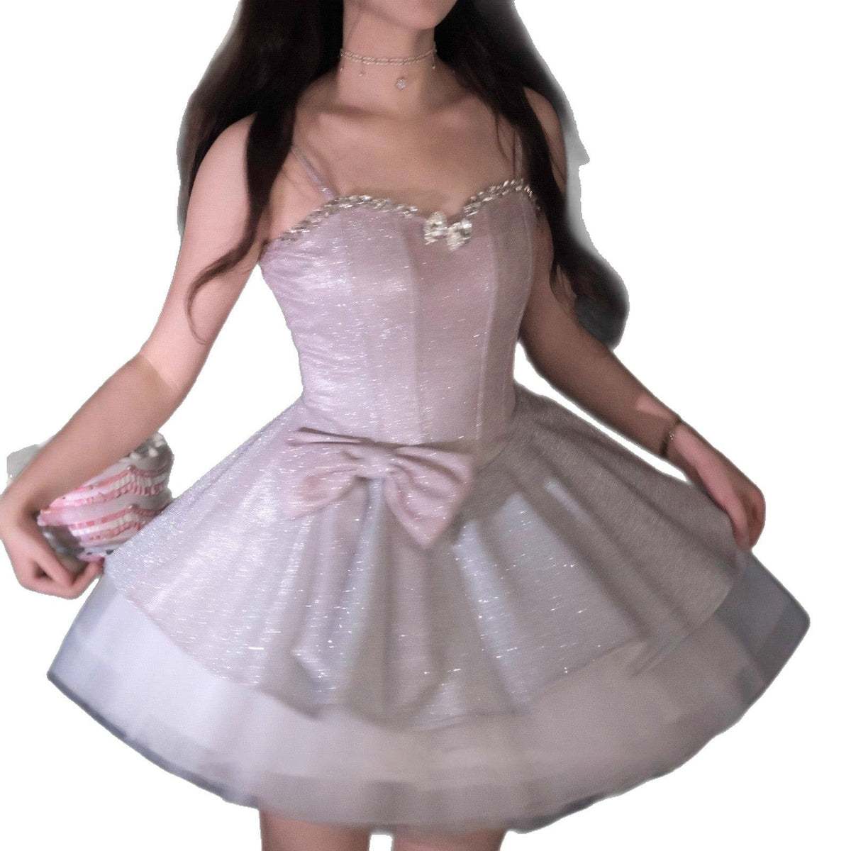 Sally French-style sequined gradient slip mini dress - pink