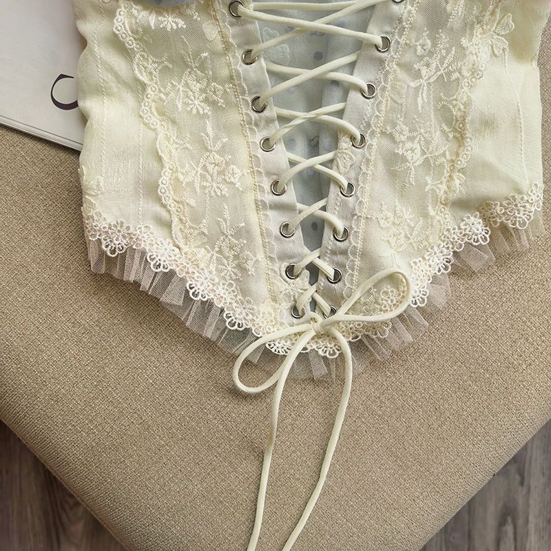 Cream Floral Lace Corset Bustier Top