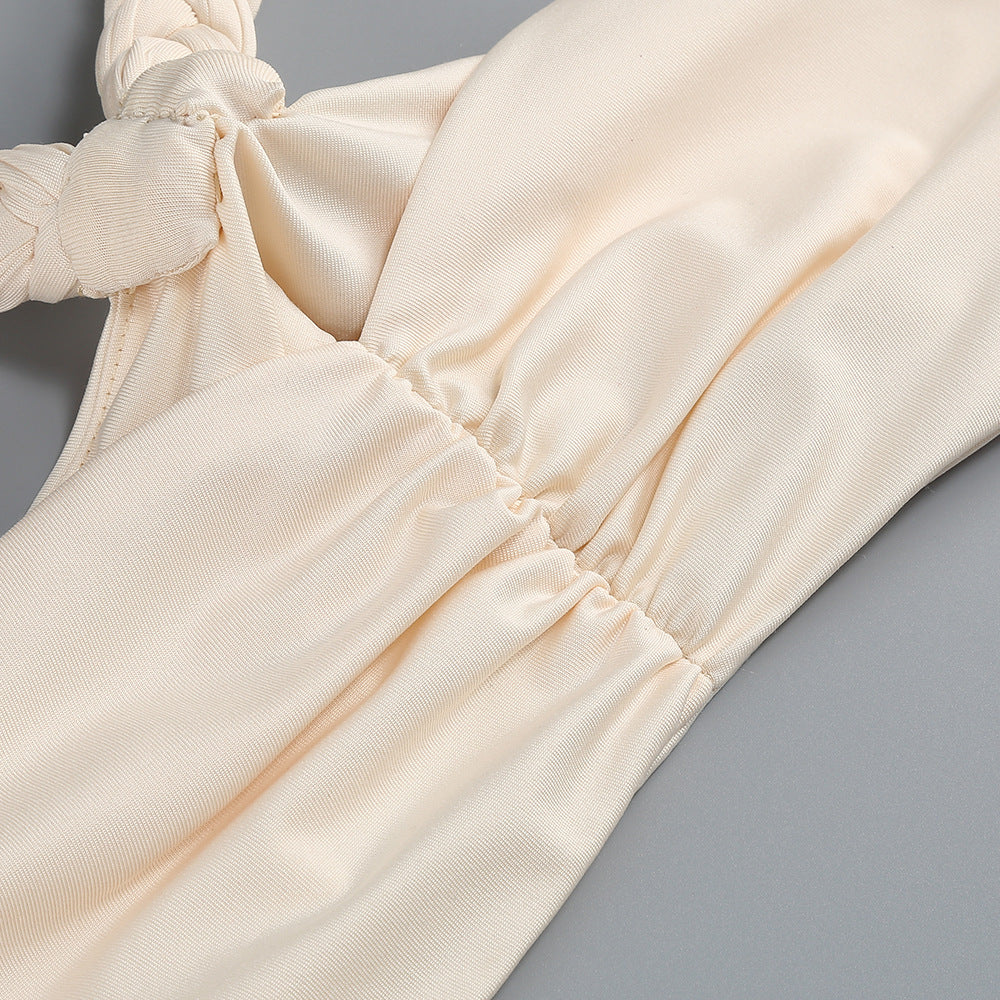 crystal chain embellished fishtail skirt set in apricot