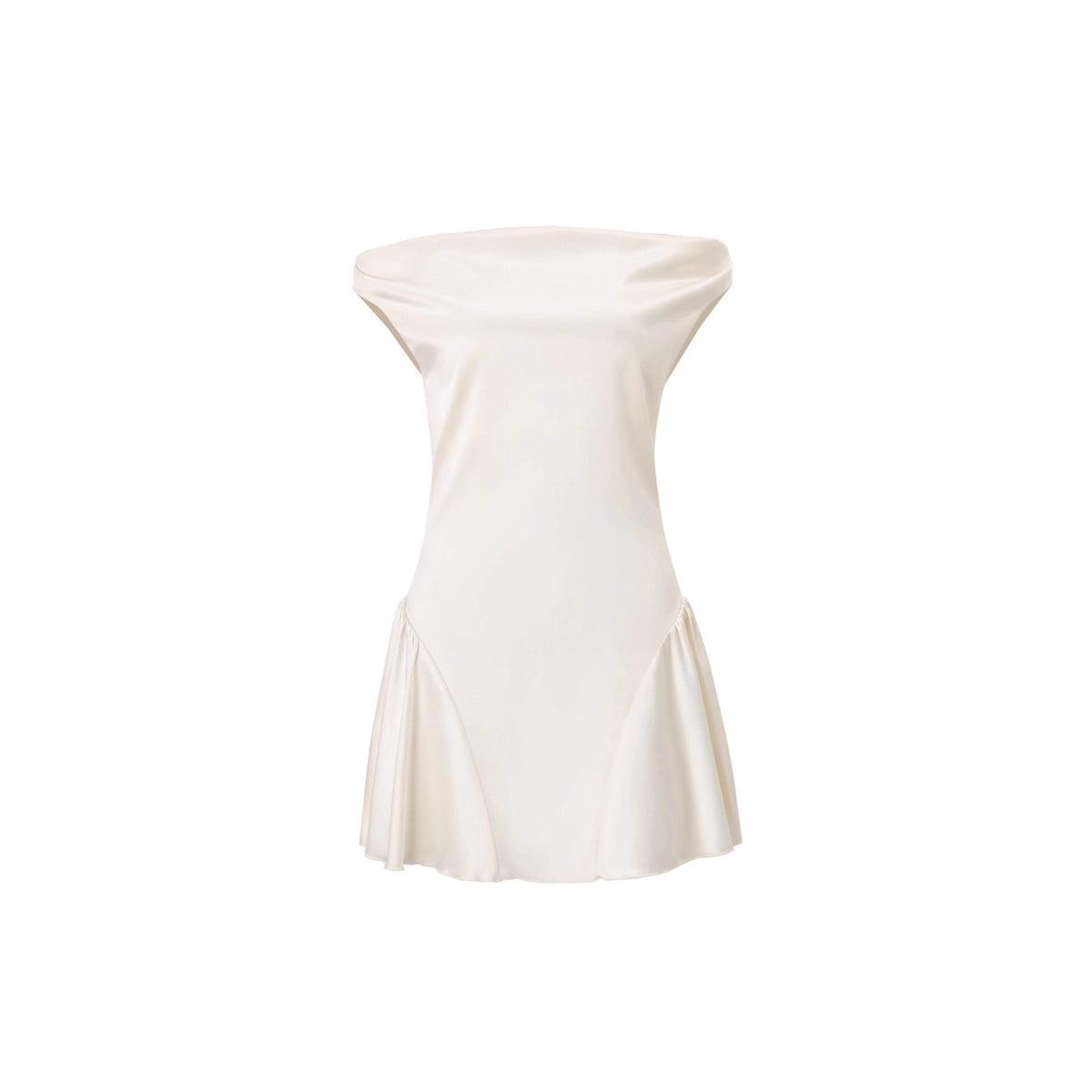 tina satin ruched mini dress in cream white