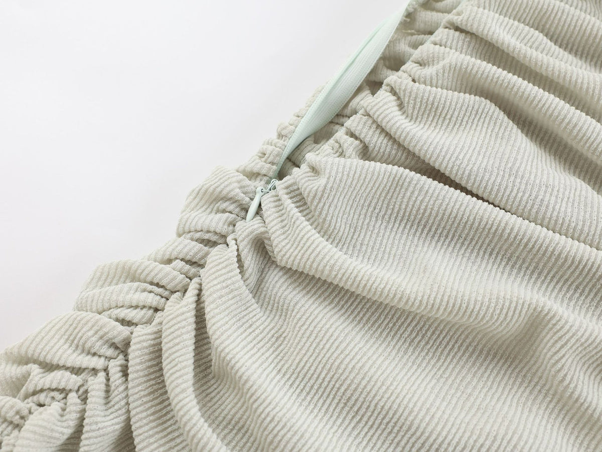 Matcha lace strapless spliced knitted mini dress