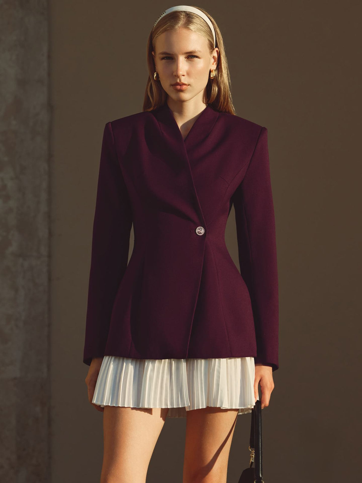 One Button Blazer Pleated Mini Dress