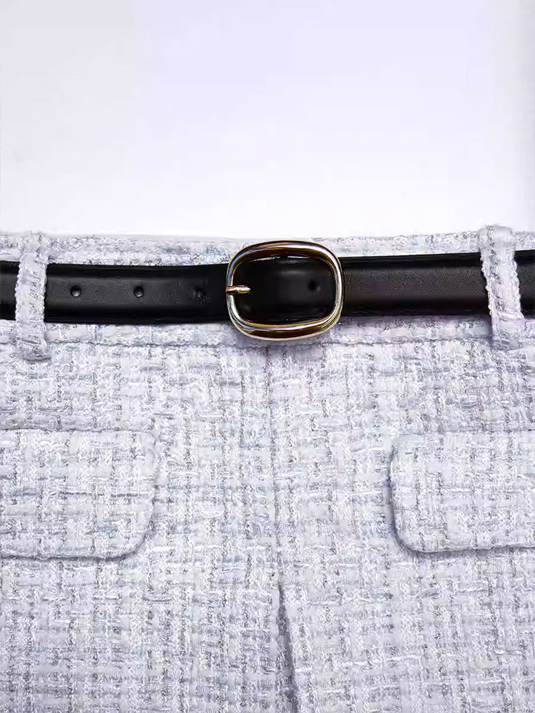 zenobia pale blue Tweed mini skirt
