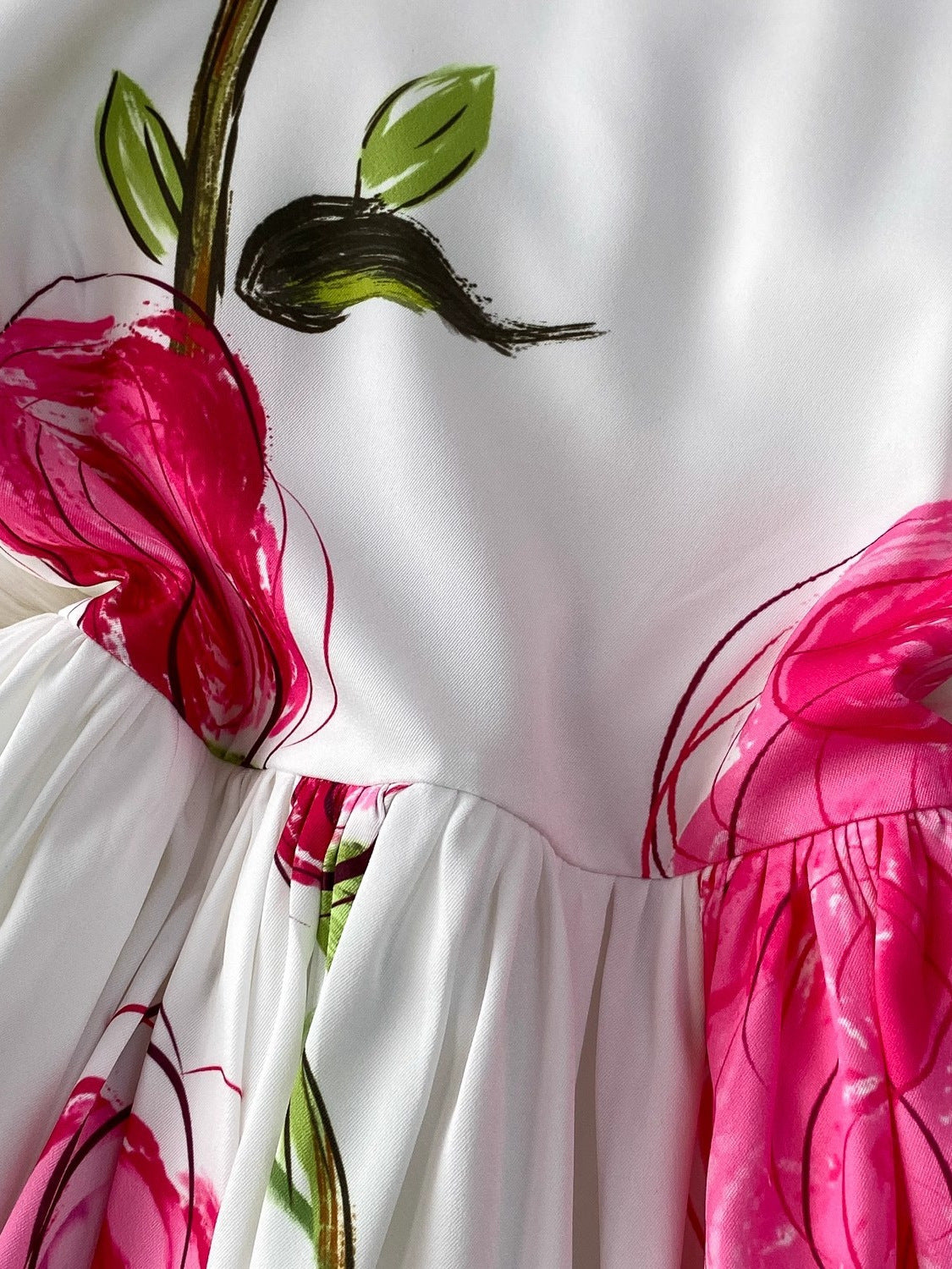 rose print crew neck short sleeves midi dress
