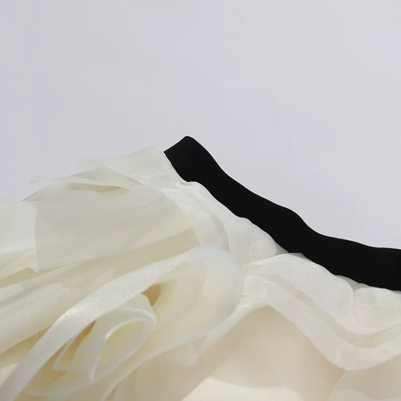 Strapless Black Lace Corset Ruffle Tulle Mini Dress
