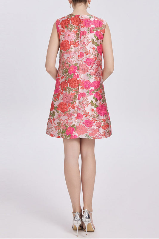 hilary multicolor floral embroidery sleeveless mini dress