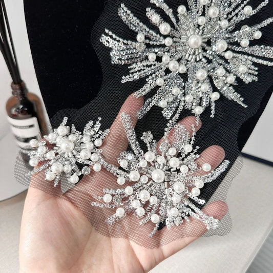 Internet celebrity fashionable handmade DIY floral sequin wedding dress collar flower bead lace embroidery decorative accessories and decals