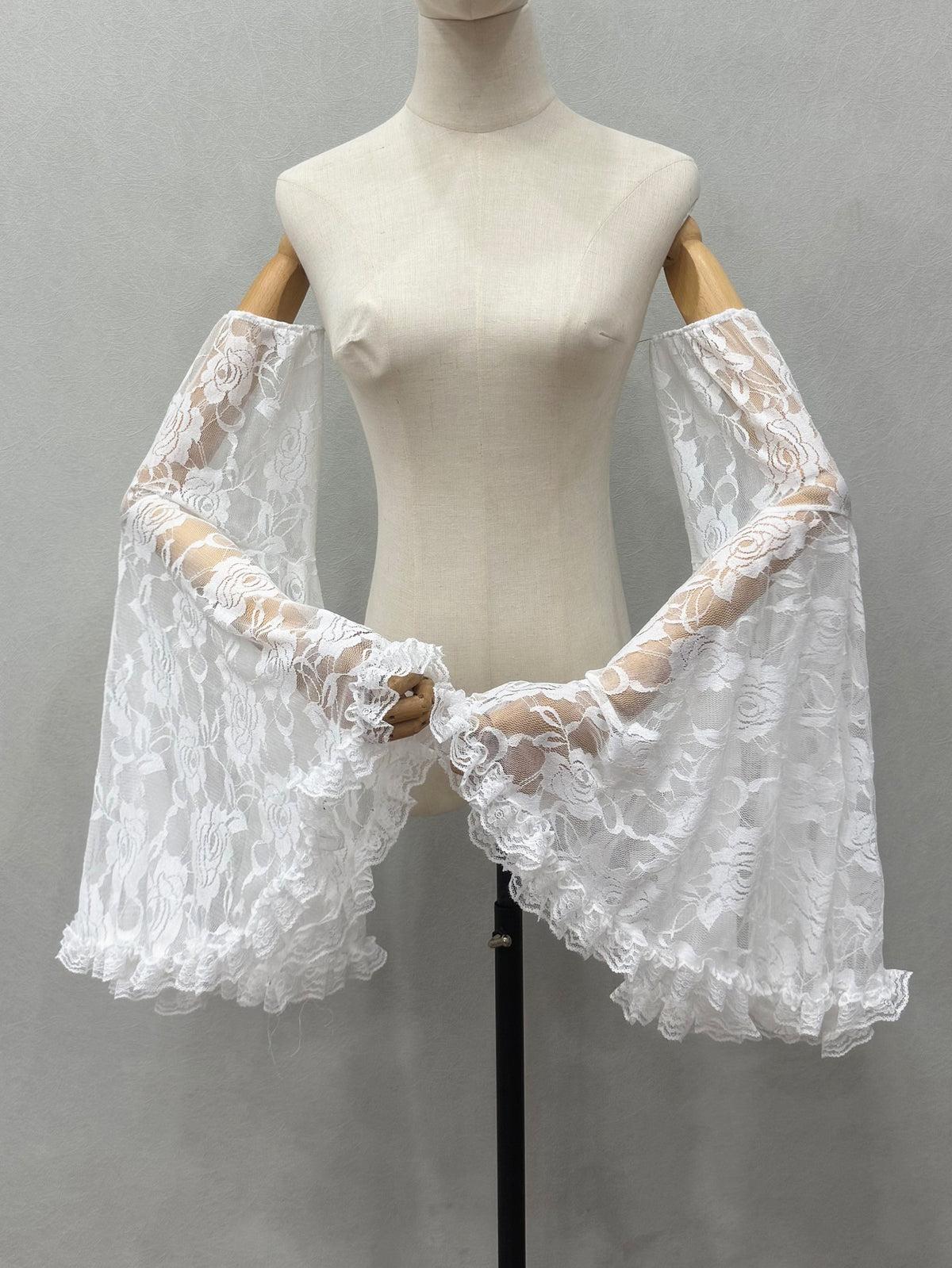Black Rose Floral Lace Oversized Flare Arm Sleeves Cover Up