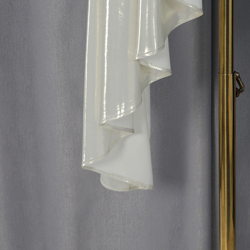 Champagne Gold Metallic Ruched Asymmetrical Dress