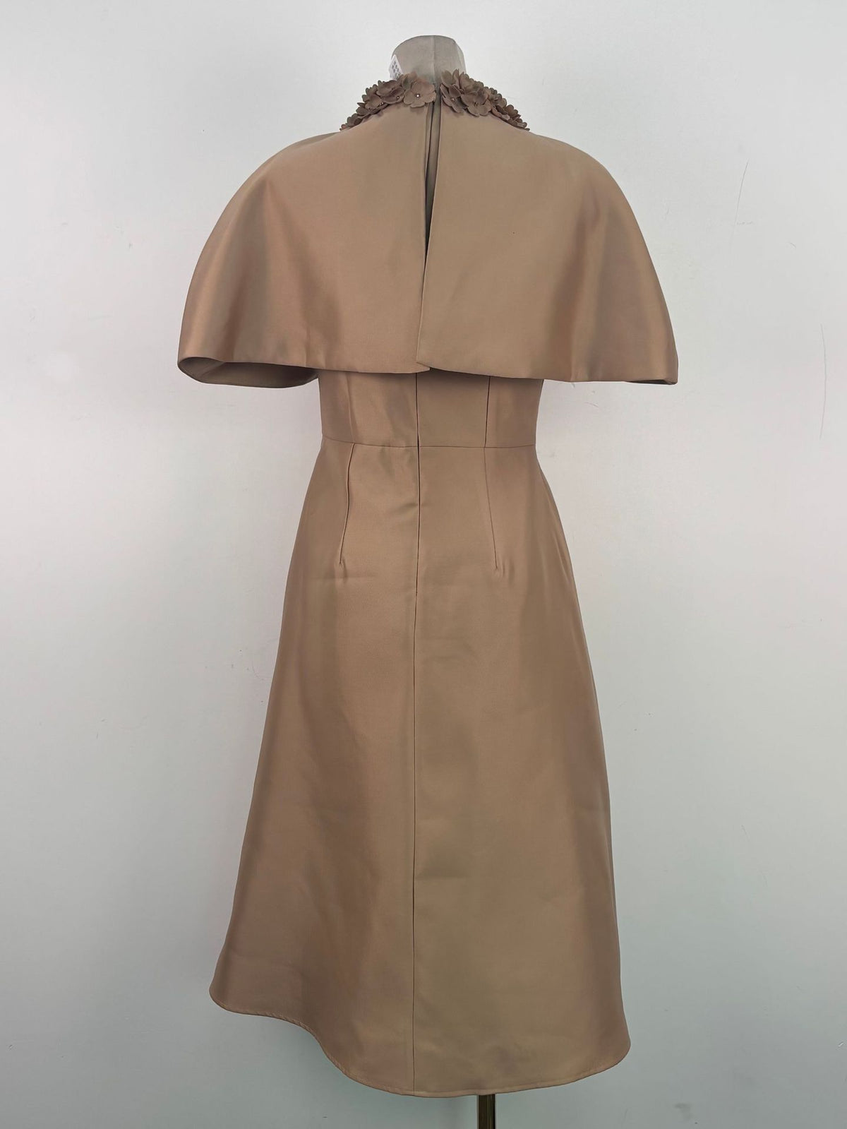 michelle Khaki Cape Satin Midi Dress
