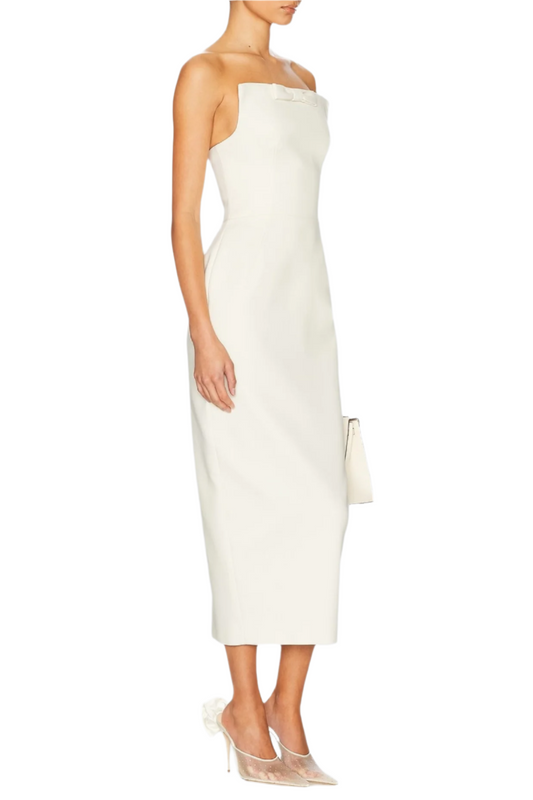 Bow Strapless Maxi Dress - White