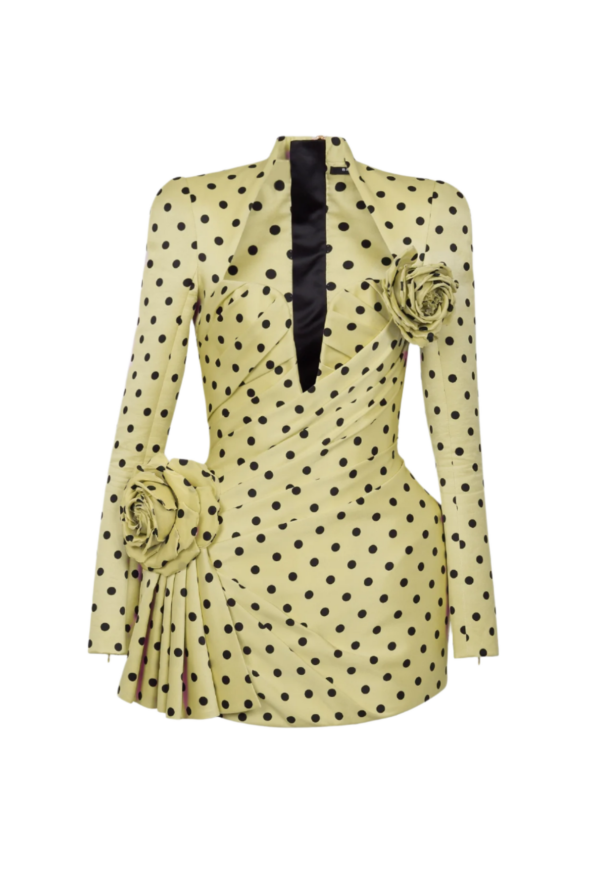 Ostelle Polka Dots Satin Mini Dress - Yellow
