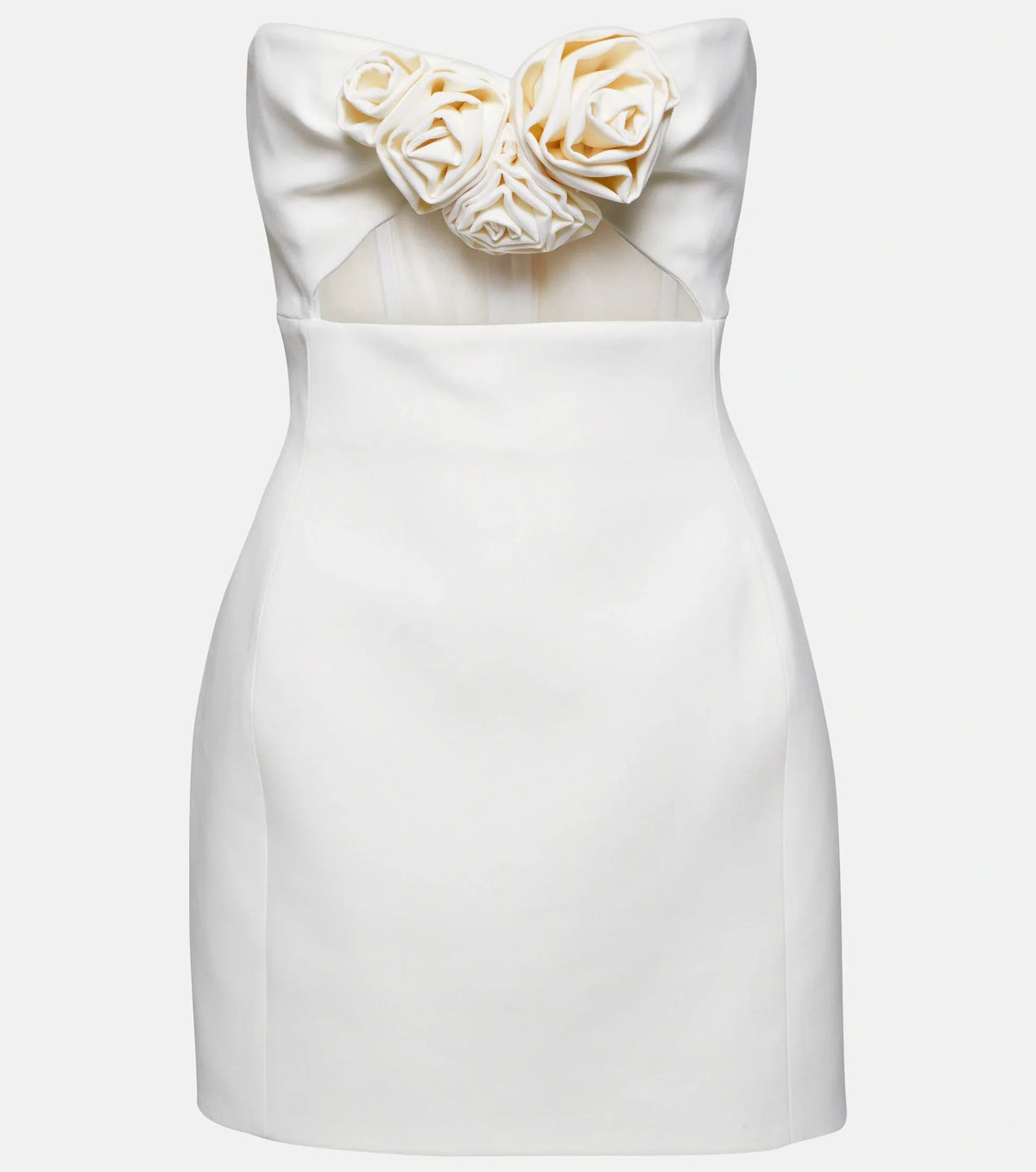 TWIN ARCHIVES FLORAL-APPLIQUÉ MINIDRESS WHITE