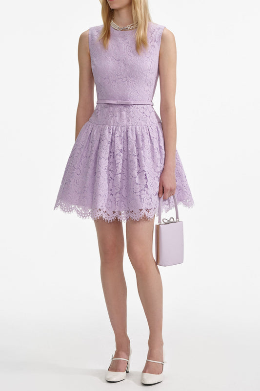 zora Lace Sleeveless Mini Dress in Lilac