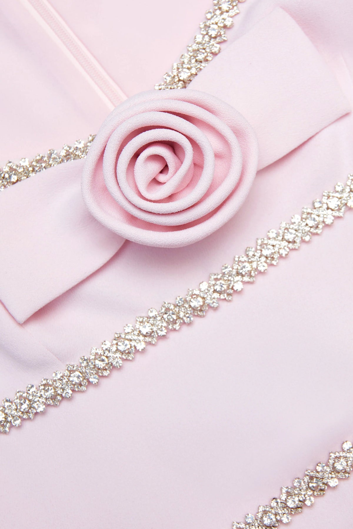 Pink Crepe Crystal Trim Maxi Dress