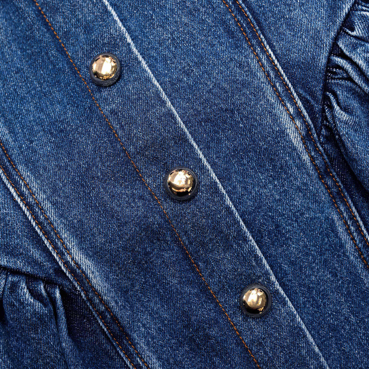 Flared Denim Mini Dress in blue