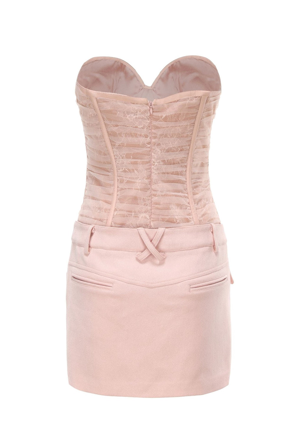 Rolyn Ruched Mesh Strapless Mini Dress - Pink