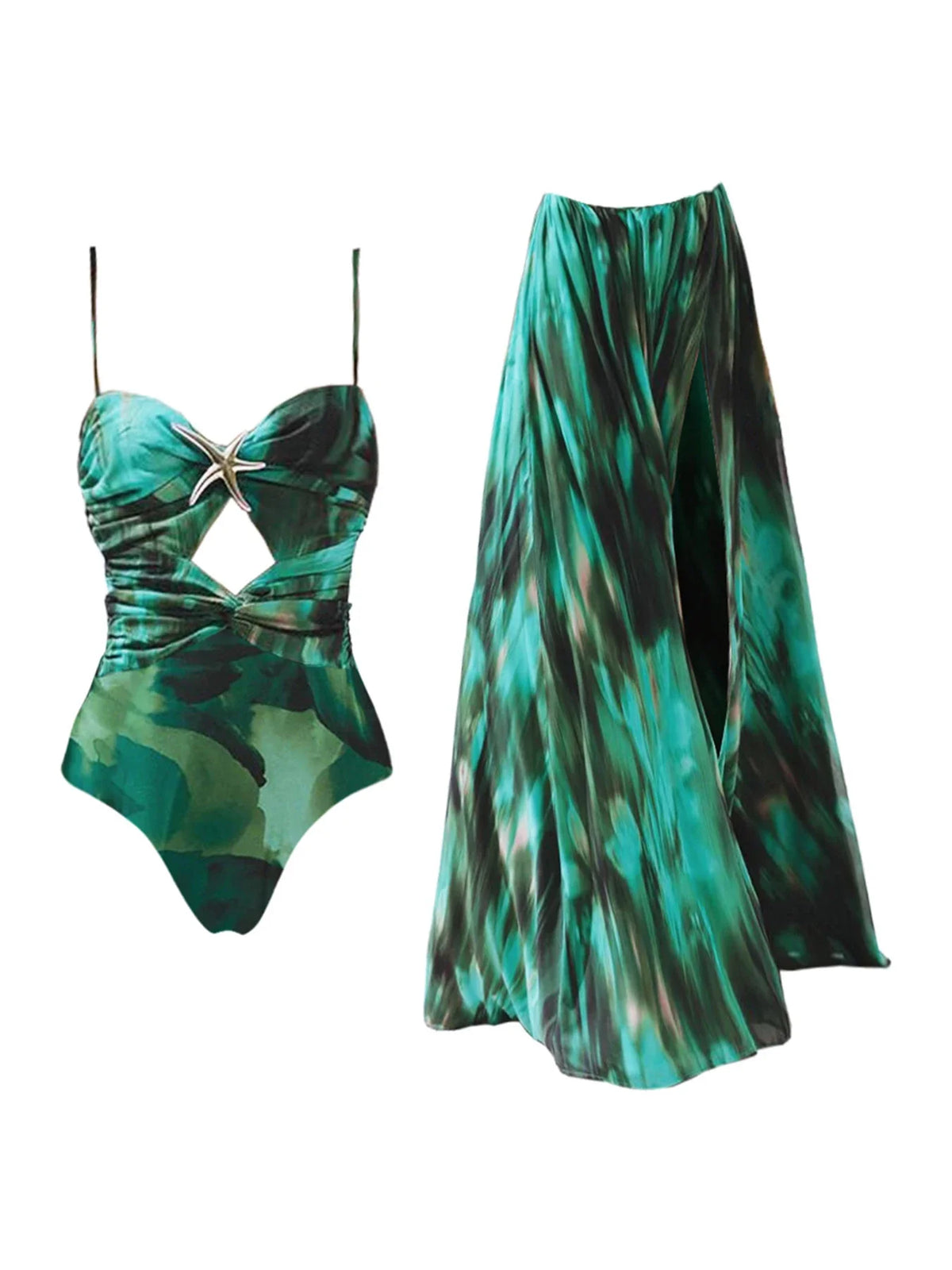 Ink Pattern Print Swimsuit for Women
