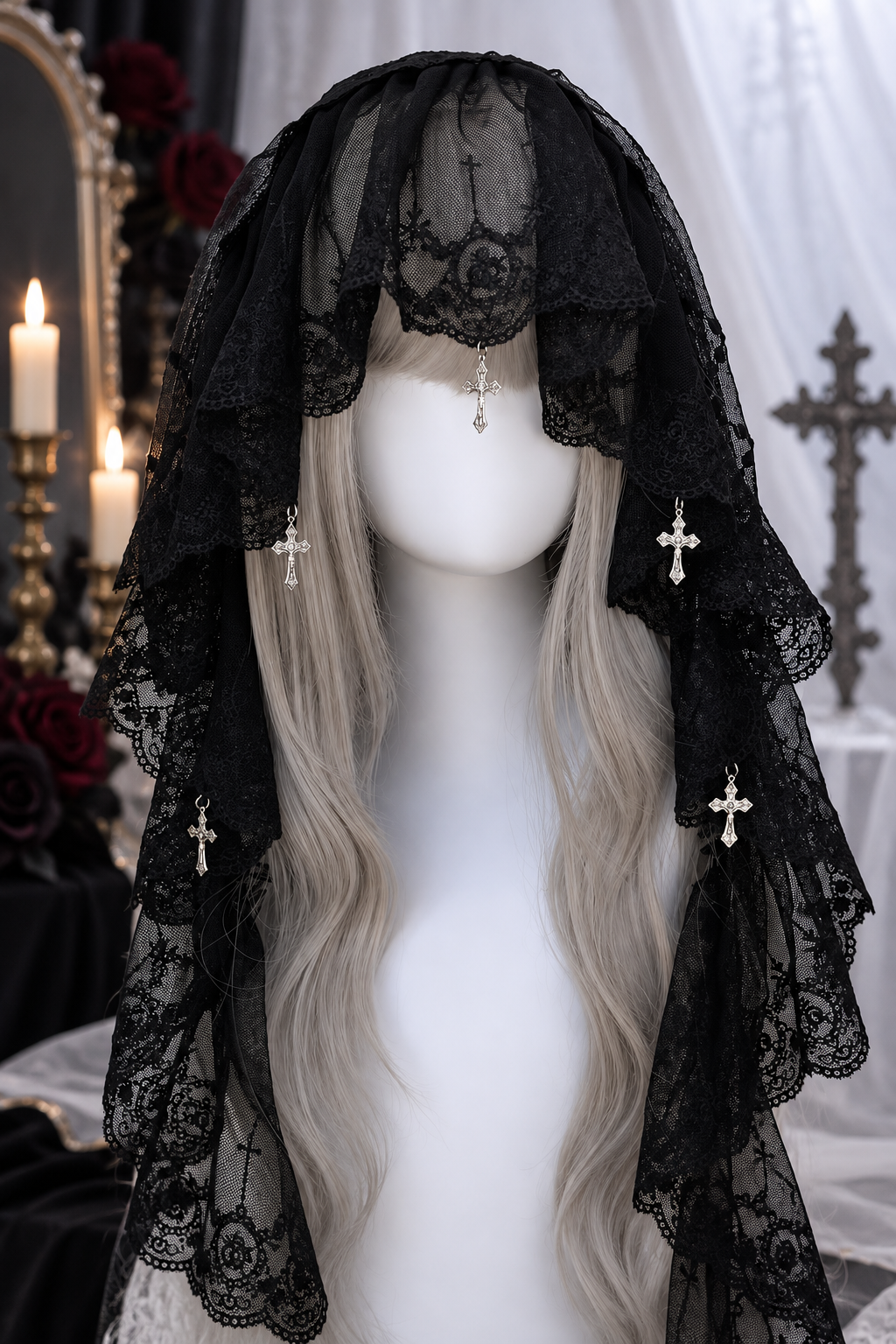 Black Gothic Lace Veil