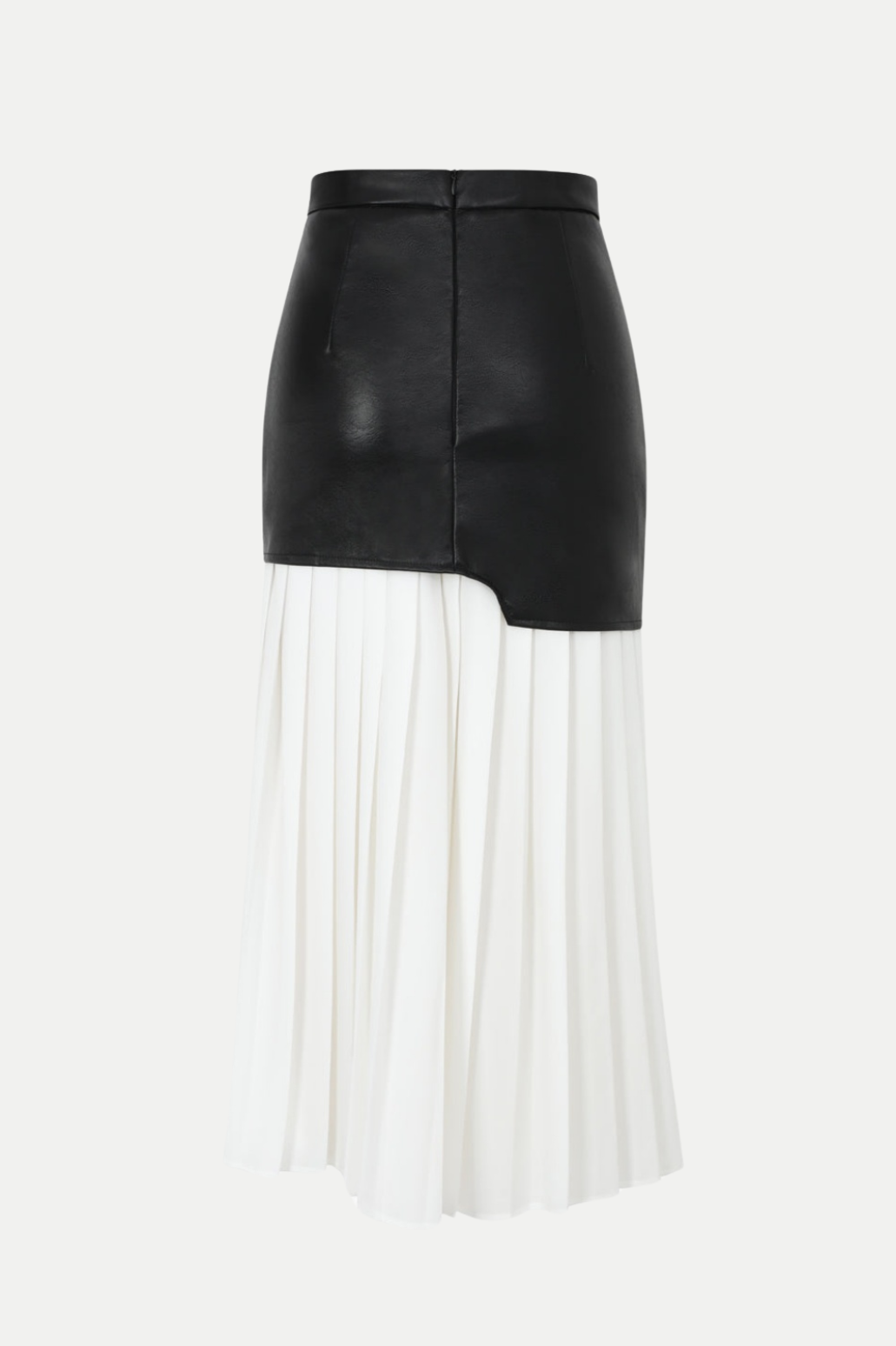 Zenobia Pleated Leather Midi Skirt - White