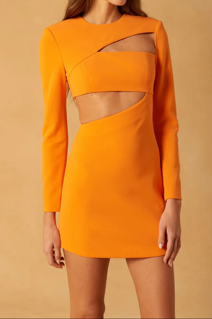 Ivanna Bonded Crepe Mini dress in orange