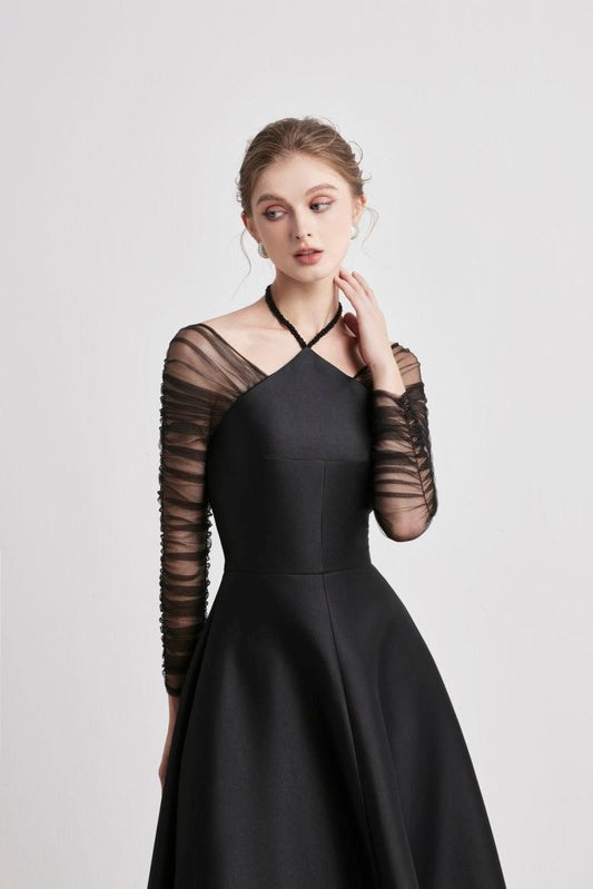 Bliss A-line Halter Neck Taffeta Midi Dress