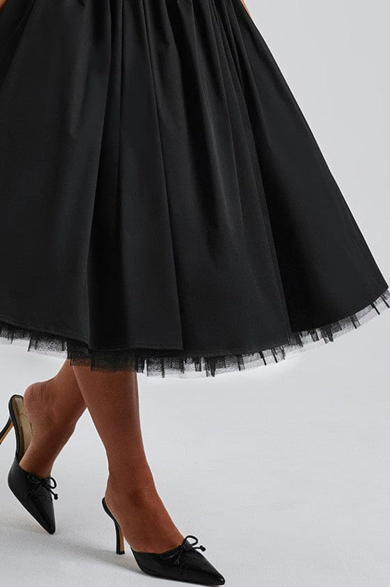 Embroidery Cressida Midi Dress - Black