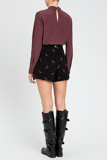 shirt twinset in burgundy
