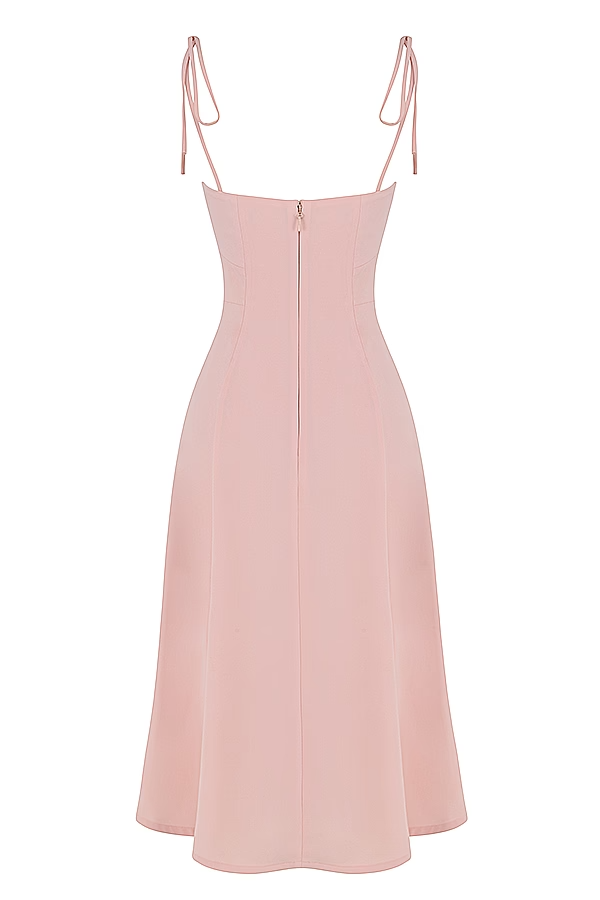 blush slit midi sun dress