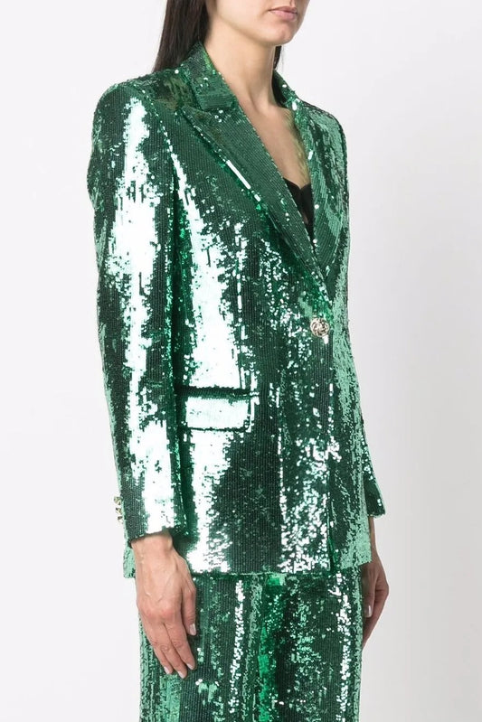 florence sequin-embellished blazer in green