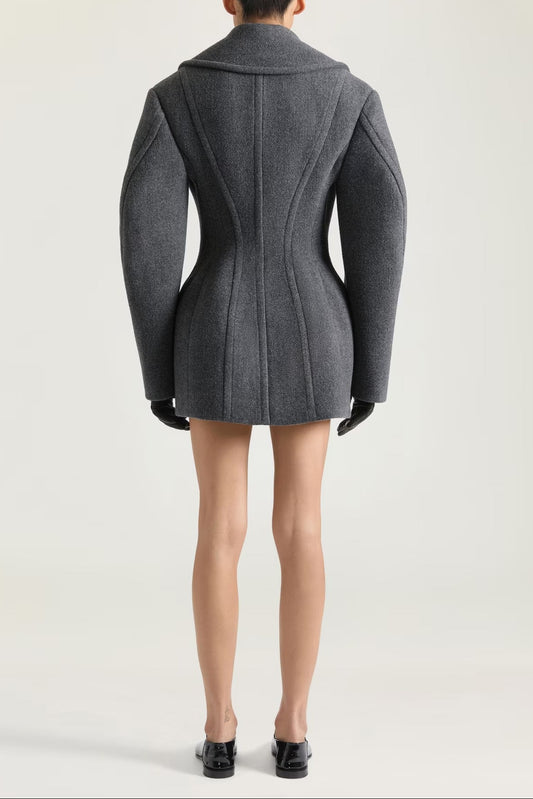 rosemary peacoat in wool in gray