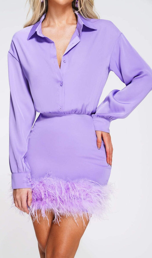 FEATHER LONG SLEEVE SHIRT DRESS Dresses sis label