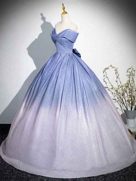 Blue Gradient-Color Glitter Sequins Prom Dresses